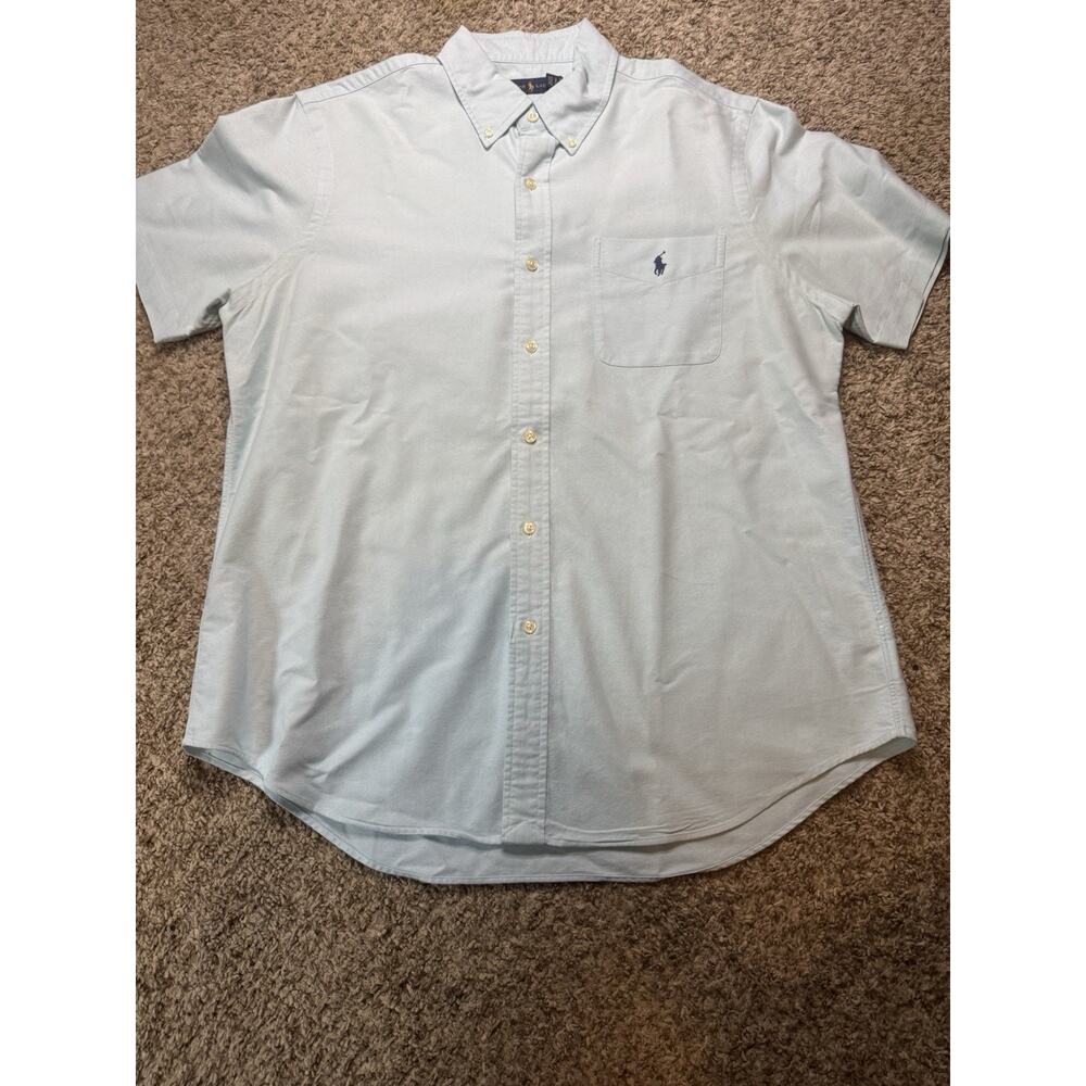 Polo Ralph Lauren Oxford Button Shirt Men’s LG Blue Pony Short Sleeve - Picture 2 of 10
